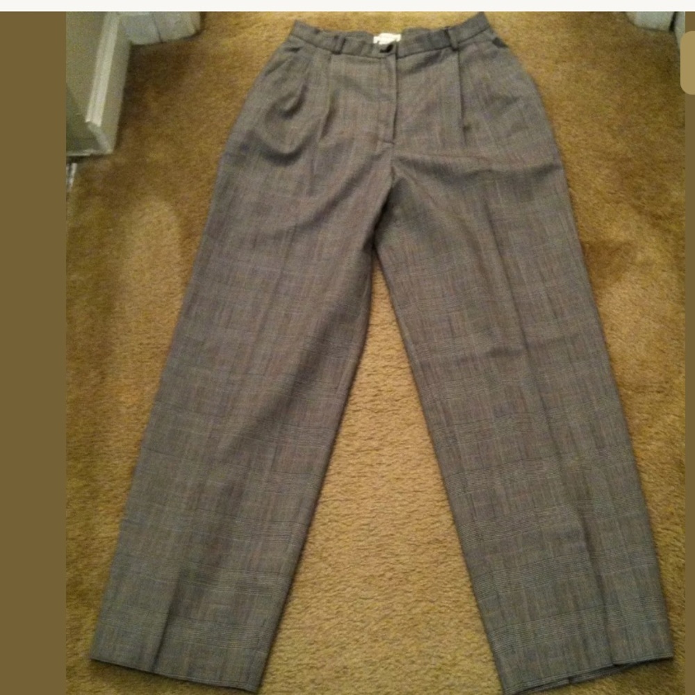 VTG Ann Taylor Pleated Houndstooth Plaid Pants